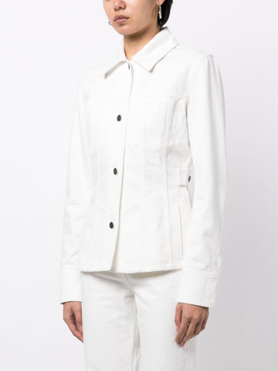 Shop Ferragamo Fitted-waistline Denim Jacket In 白色