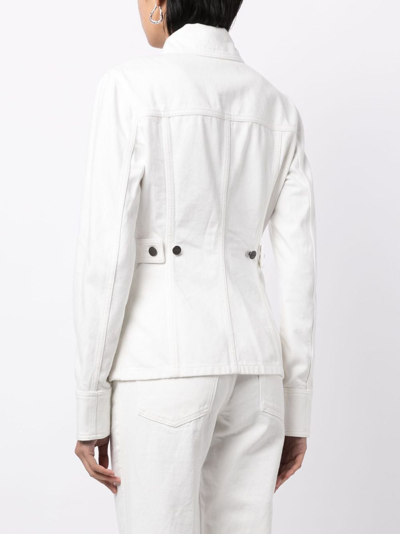 Ferragamo Classic-collar Denim Jacket In 白色