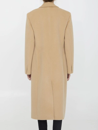 Shop Jil Sander Single-breasted Wool Coat In Beige