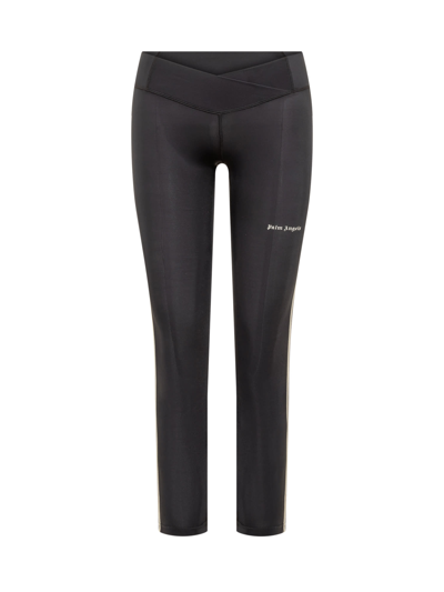 Shop Palm Angels Leggings With Logo In Black White