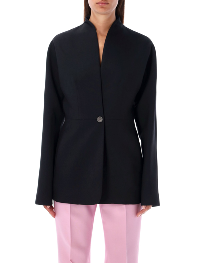 Shop Ferragamo Collarless Blazer In Black