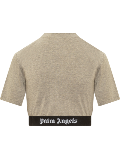 Shop Palm Angels Cropped T-shirt In Gold Black