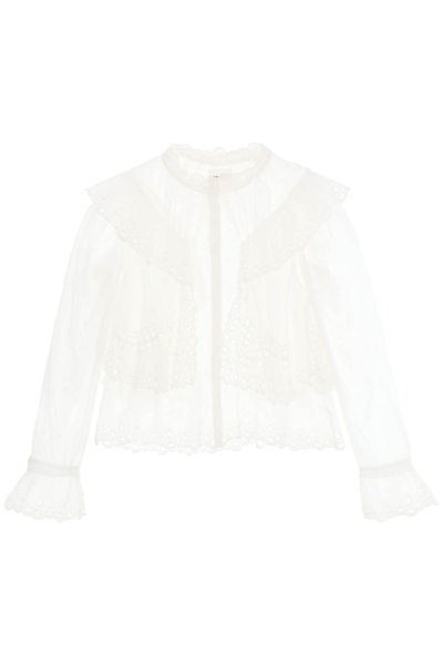 Shop Isabel Marant Étoile Kelmon Blouse With Cutwork Embroideries In White (white)