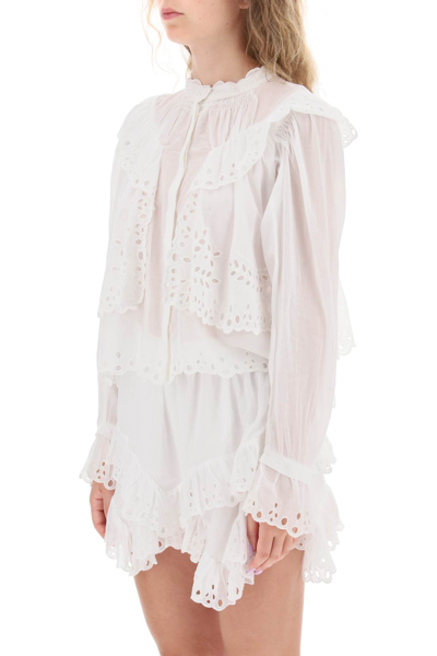 Shop Isabel Marant Étoile Kelmon Blouse With Cutwork Embroideries In White (white)