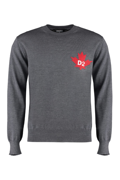 Shop Dsquared2 Crew-neck Wool Sweater In Grey
