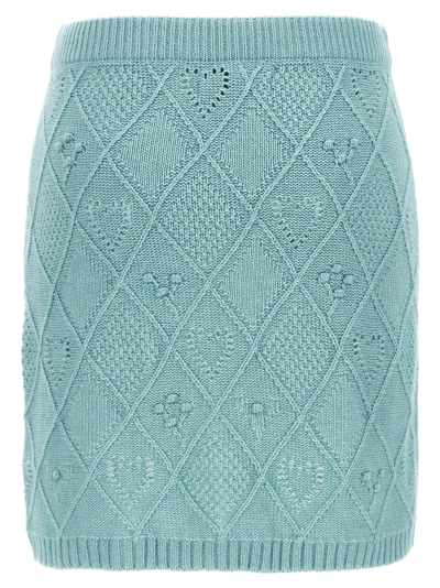 Shop Twinset Embroidery Skirt In Light Blue