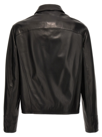 Shop Versace Medusa Leather Jacket In Black