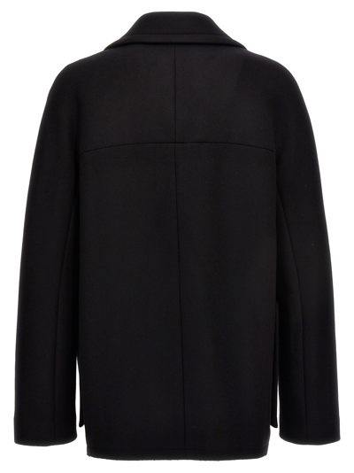 Shop Lanvin Double Breast Kimono Coat In Black