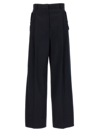 Lanvin Blue Loose Leg Front Pleat Pants In Black