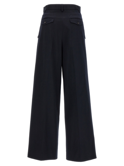 Lanvin Blue Loose Leg Front Pleat Pants In Black
