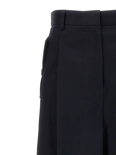 Lanvin Blue Loose Leg Front Pleat Pants In Black