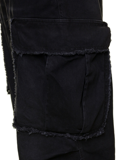 Shop Darkpark Vivi Black Oversized Cargo Jeans With Patch Pockets In Cotton Denim Woman