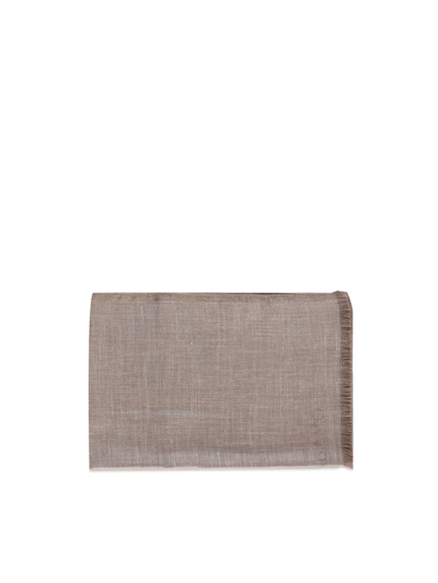 Shop Ferragamo Scarf With Jacquard Pattern In Beige