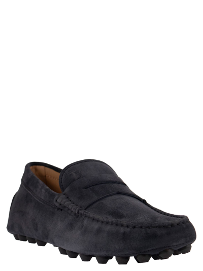 Shop Tod's Suede Moccasin Moccasin In Blue