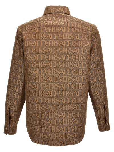 Shop Versace Allover La Vacanza Capsule Shirt In Beige