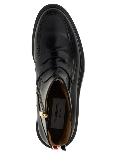 Shop Thom Browne Penny Loafer Ankle Boots In Black