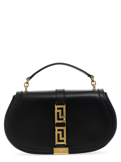 Shop Versace Greca Handbag In Black