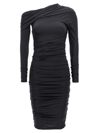 Shop Balenciaga Twisted Dress In Black