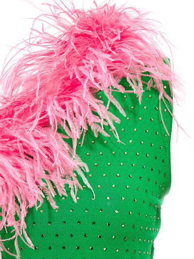 Shop Chiara Ferragni Feather Sequin One Shoulder Top In Multicolor