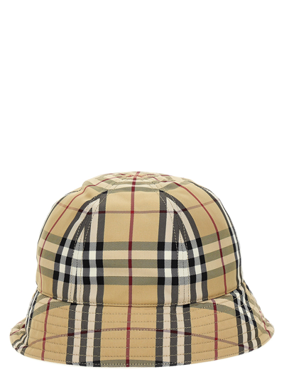 Shop Burberry Check Bucket Hat In Beige