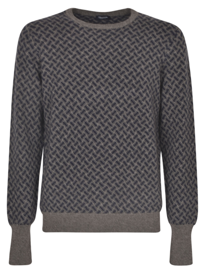 Shop Drumohr Monogram Sweater In Grey Blue