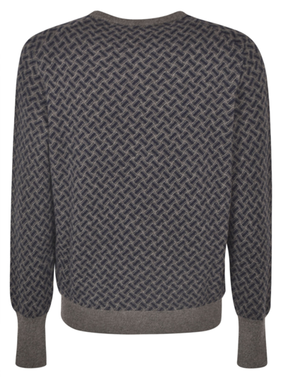 Shop Drumohr Monogram Sweater In Grey Blue