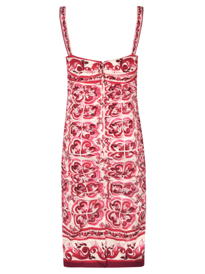 Shop Dolce & Gabbana Sleeveless Printed Dress In Tris Maioliche Fuxia