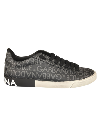 Shop Dolce & Gabbana Logo Monogram Sneakers In Black/grey
