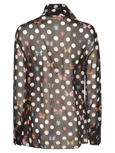 Shop Versace See-through Printed Blouse In Black/multicolor