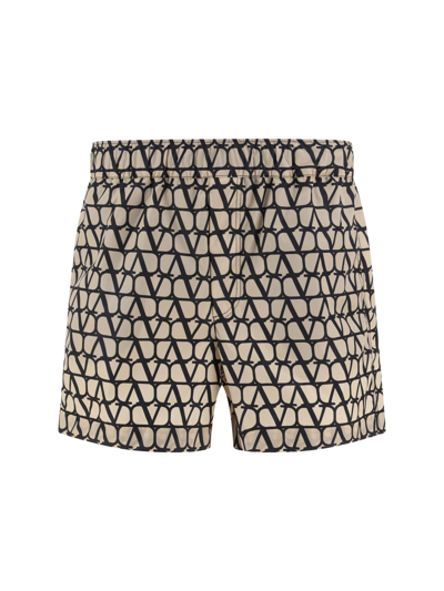 Valentino Toile Iconographe-print Knee-length Shorts In Beige