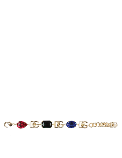 Shop Dolce & Gabbana Bracelet With Colored Stones And Dg Logo In Multicolor