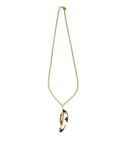 Shop Marni Gold Metal Necklace With Leaf Pendant