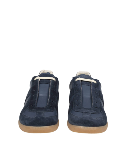 Shop Maison Margiela Sneakers Replica In Leather And Suede In Blue