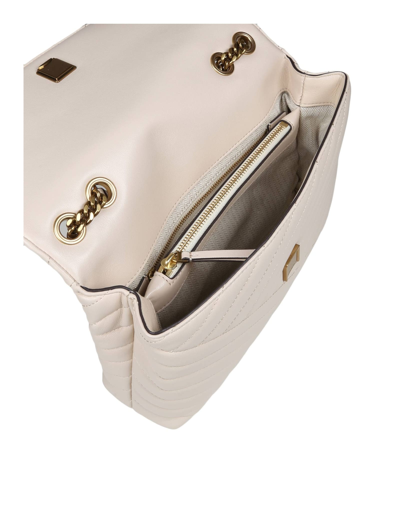 Shop Tory Burch Kira Crevon Shoulder Bag In Cream Color Leather