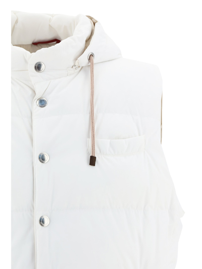 Shop Brunello Cucinelli Down Vest In Off White