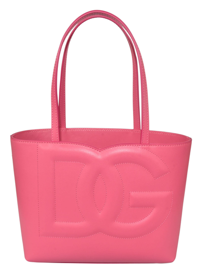 Dolce & Gabbana Logo Embossed Small Tote Bag In Pink