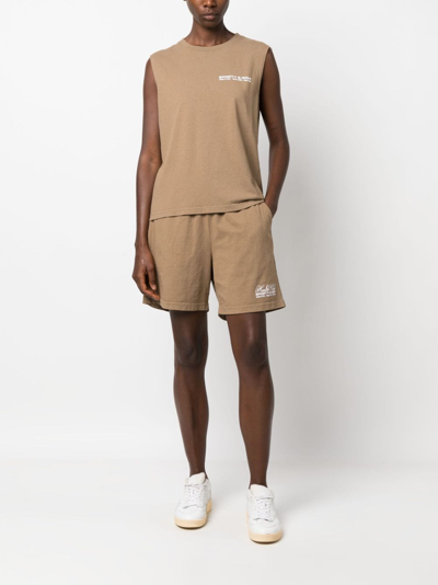Sporty And Rich Logo-print Cotton Tank Top In Brown