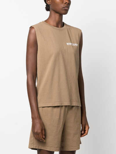 Sporty And Rich Logo-print Cotton Tank Top In Brown