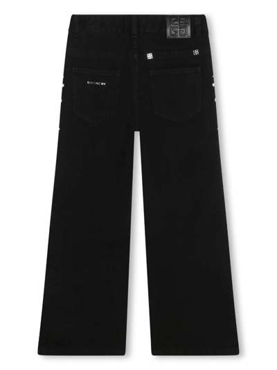 Shop Givenchy Pearl-embellishment Wide-leg Jeans In Black