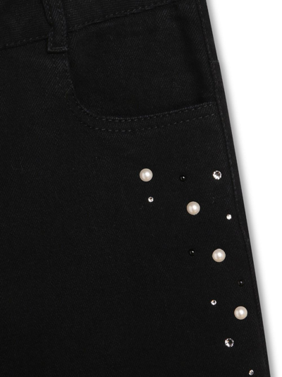 Shop Givenchy Pearl-embellishment Wide-leg Jeans In Black