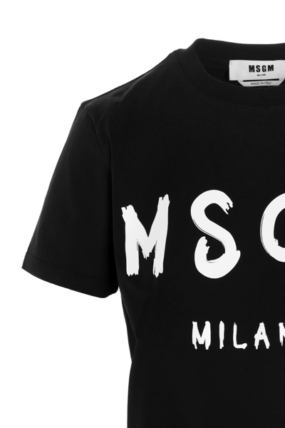 Shop Msgm Logo T-shirt In Black