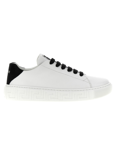 Shop Versace Greca Sneakers In White/black