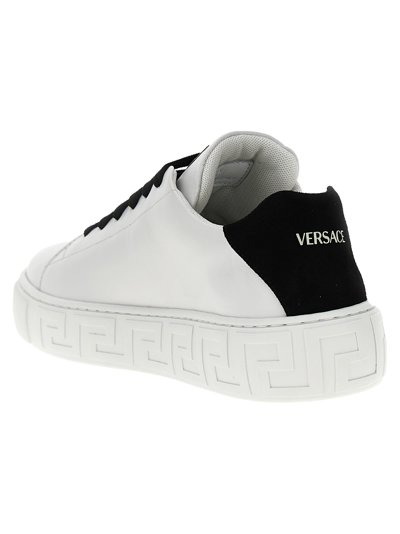 Shop Versace Greca Sneakers In White/black