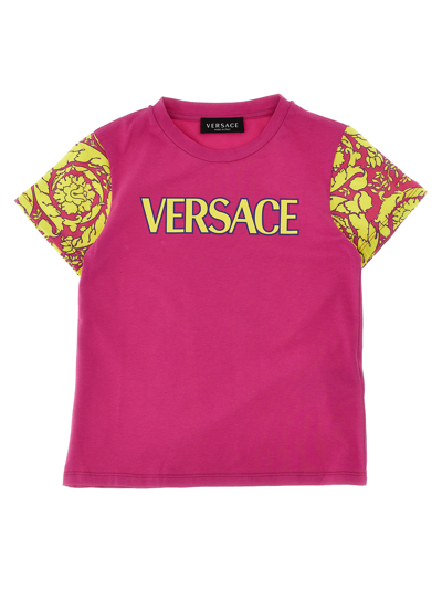 Shop Versace Barocco Print T-shirt In Fuchsia