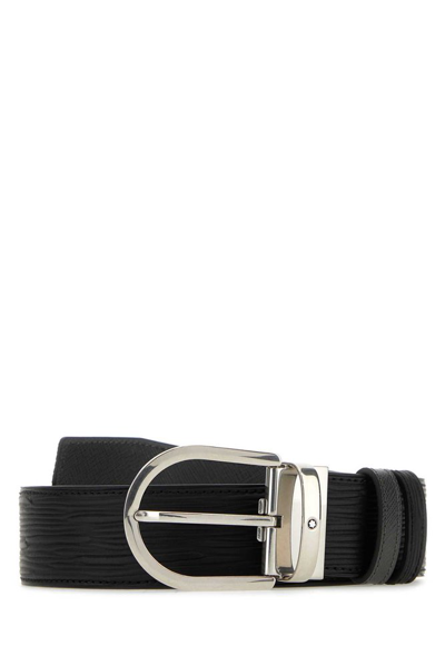 Shop Montblanc Logo Patch Buckled Belt In Black