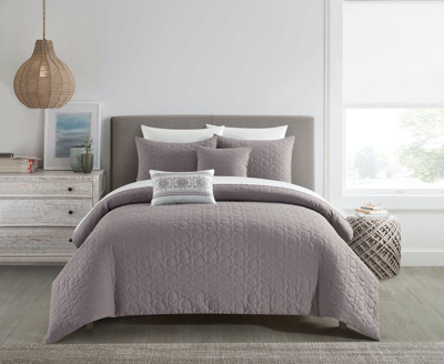 Shop Chic Home Design Artista 9 Piece Cotton Blend Comforter Set Jacquard Geometric Pattern Design Bed In In Purple