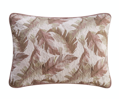 Shop Chic Home Design Serra 5 Piece Quilt Set Watercolor Leaf Print Geometric Pattern Bedding In Pink
