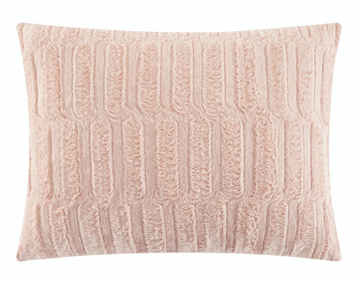 Shop Chic Home Design Panya 5 Piece Comforter Set Textured Geometric Pattern Faux Rabbit Fur Micro-mink B In Pink