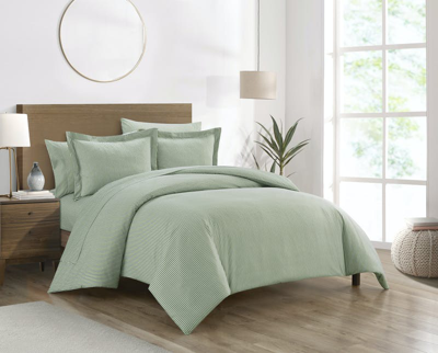 Shop Chic Home Design Mora 3 Piece Duvet Cover Set Contemporary Two Tone Striped Pattern Bedding In Green