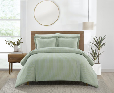 Shop Chic Home Design Mora 3 Piece Duvet Cover Set Contemporary Two Tone Striped Pattern Bedding In Green